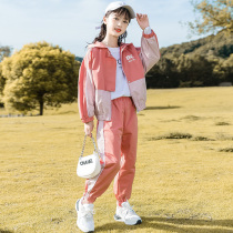 Girl Clothing Trendy Suit Foreign Air Spring Dress 2022 New CUHK Child Spring Autumn Money Sports Casual Children Two Sets