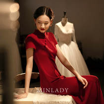 Colorful) toast cheongsam 2021 new bride female improved Chinese wedding engagement temperament red dress