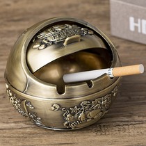 Ashtray creative personality trend European ashtray household smoke-proof metal ashtray with cover anti-fly ash