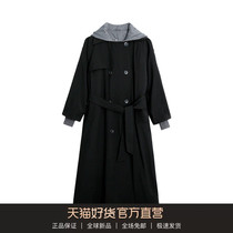 Early autumn 2021 niche new coat medium long British style small man black trench coat coat female spring and autumn