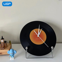 Record clock sunset decoration high-level niche retro art vinyl DIY wall clock cafe living room wall clock
