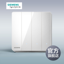 Siemens switch socket panel Ruizhe titanium silver frame four open single control with LED switch official flagship store