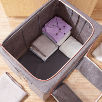 Cotton and linen clothes storage box fabric home folding large wardrobe finishing box clothes cotton quilt moving storage artifact