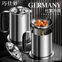 Filter oil pot 304 stainless steel oil filter tank kitchen frying oil filter oil artifact bottle with filter screen oil storage tank leaching oil residue