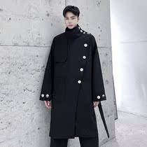 Windbreaker mens long spring and autumn coat Korean version of design sense coat handsome trend hair stylist Tide brand mens clothing