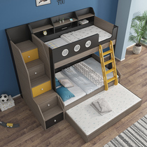 Modern extremely simple primary-secondary bed children up and down bed with bookshelf storage bed minimalist with high and low double bed provincial space