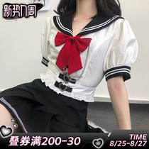 Shaoya eyes the original beautiful girl improved Japanese sailor suit Hot girl summer bubble sleeve jk uniform set