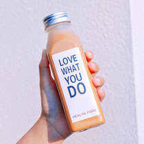 Thickened 350ml400ml square disposable transparent plastic bottle juice milk tea net red enzyme beverage bottle with lid