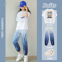 Next Inss Girl Nets Red Suit 2022 Summer New Children Trendy Short Sleeve Foreign Air Sports Two Sets