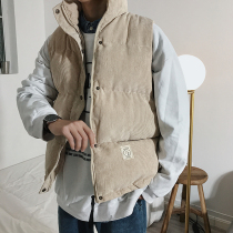 2019 autumn and winter New corduroy vest mens cotton coat Joker Hong Kong style brand loose vest thick warm