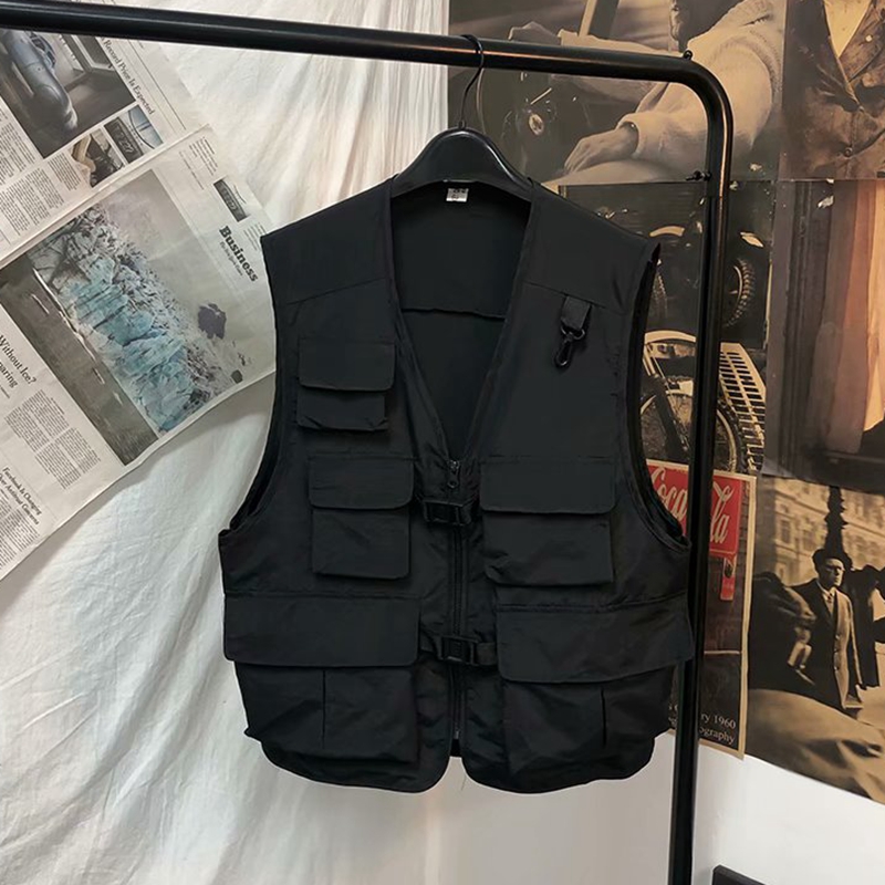Summer thin fashion label Japanese functional outdoor photography work jacket ins multifunctional pocket vest vest vest men's vest