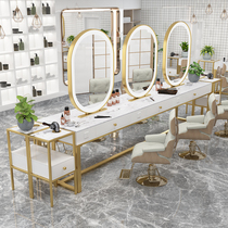 Net red hairdresser hair salon mirror barber shop mirror desktop double-sided mirror studio beauty makeup table