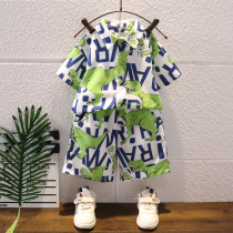 Boys summer clothing suit 2022 new children Summer short sleeves handsome clothes baby trendy foreign air boy clothing wave cool