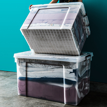 Extra large transparent storage box clothes storage box with pulley thickened finishing box clothing storage box household box