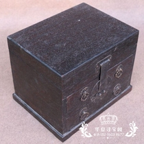 New antique wood art house decoration multi-layer jewelry box ebony square solid wood copper buckle jewelry box ornaments