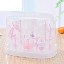 Milk bottle drain rack storage box bottle dust-proof portable baby tableware drying rack small storage portable