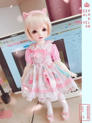 taobao agent Spot 2 sets of free shipping 6 -point dress BJD giant baby salon skirt doll clothes 1/4 set of MSD ice cream