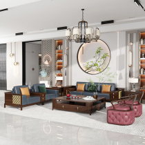 New Chinese-style ebony wood sofa combination simple modern light luxury villa large-sized living room high-end solid wood furniture