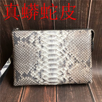 Manufacturer direct sales true python leather handbag male python leather casual clip bag genuine leather handbag handbag hand bag