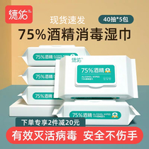Deyou 75%alcohol disinfection wipes Household hygiene hand thickened sterilization disinfection wipes 40 pumping 5 packs