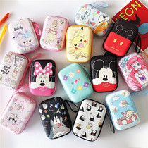 Rectangular cute cartoon headset storage bag data cable charger digital accessories finishing box leather zipper