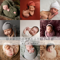 Newborn photography cloth-wrapped background pillow hat 4-piece set of new European and American baby full moon childrens photo studio photography