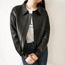 Haining leather womens real leather 2021 new sheepskin short high-end jacket loose leather jacket European goods spring and autumn models