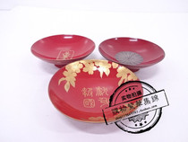 3073727 Japanese lacquerware SAKAZUKI sake cup set 3 Vermilion lacquer ornaments vintage Japanese