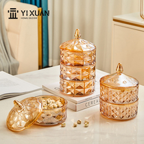 Candy jar home glass light luxury crystal with lid seal ornament storage jar home coffee table table candy snacks