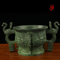Zhong Ding bronze ware) antique handicrafts) gift home furnishings)) bronze food ware) like the first ear animal face pattern