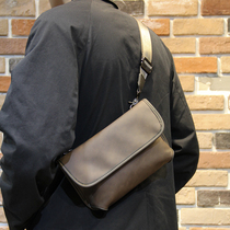 Hong Kong⭐IT CALRALY⭐Mens shoulder bag small bag leather Tide brand chest bag leather leather mens bag