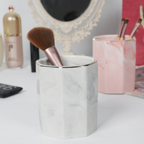 Marbled Nordic ins makeup brush tube Ceramic eyebrow pencil Beauty brush Cosmetic storage bucket Fashion pen holder