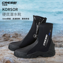 Italy CRESSI KORSOR diving shoes 5mm diving boots hard bottom high top can be used with dry diving suit