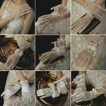 Bride Wedding Gloves Satin Pearl Lace Photo Photography Simple Wedding Wedding Wedding Super Xian Sen Korean
