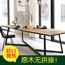 Nordic solid wood desk whole board log desk conference table Workbench creative Net red long table meal tea table combination