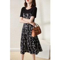 RAGR A light wear a happy good mood~Age reduction belly cover high waist fake two floral stitching dress
