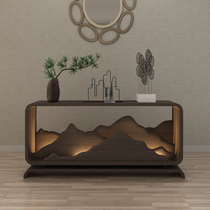 New Chinese style entrance cabinet Modern simple foyer Landscape painting decorative cabinet Household entry end view table Solid wood partition cabinet