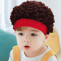Super cute 2021 autumn personality childrens hat wig hat male baby spring and autumn Net red baby wool hat girl