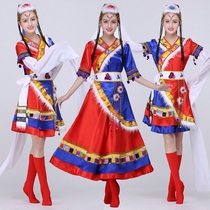 New Tibetan dance performance suit female adult ethnic minority clothing slim-fit performance suit square dance Tibetan sleeves