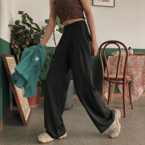 2020 Spring and Autumn New retro high waist loose slim suit pants womens drooping feeling drag the floor long pants students lazy