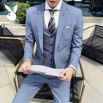 Playboy suit suit suit men British three-piece slim groom wedding dress formal dress casual suit tide