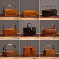 Antique bamboo weaving basket antique food box home mooncake gift box kung fu tea set storage box box travel portable dustproof