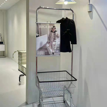 Clothing store display rack net red mobile women's clothing hanger multi-functional storage floor cart display rack