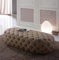 Italian luxury hotel leather footstool retro cloakroom stool modern bed stool oval gray shoe stool