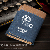 Tomorrows Ark Cartoon Wallet men Short Jeans Canvas Thin Japan-ROK Youth Piccard Multi-Clamping Students