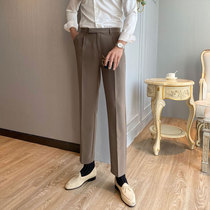 Casual trousers mens nine-point Korean version of the trend slim straight tube Joker summer suit pants mens business dress elastic waist