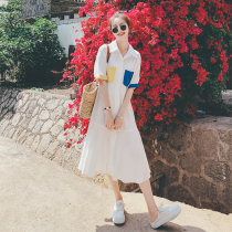 Pregnant women summer fishtail dress 2021 new fashion mom white shirt dress Korean version loose pregnancy short-sleeved dress