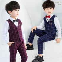 Boys small suit 2021 new childrens dress vest set baby suit flower girl host performance