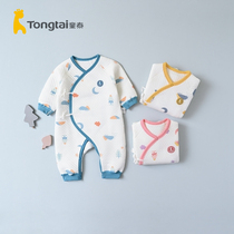 Tongtai autumn and winter 0-3 months new born childrens male and female baby clothes thickened partial open ha clothes thermal underwear jumpsuit