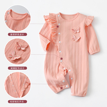 Newborn female baby clothes autumn 0-3 months foreign baby princess one-piece clothes thin spring and autumn super cute ha clothes